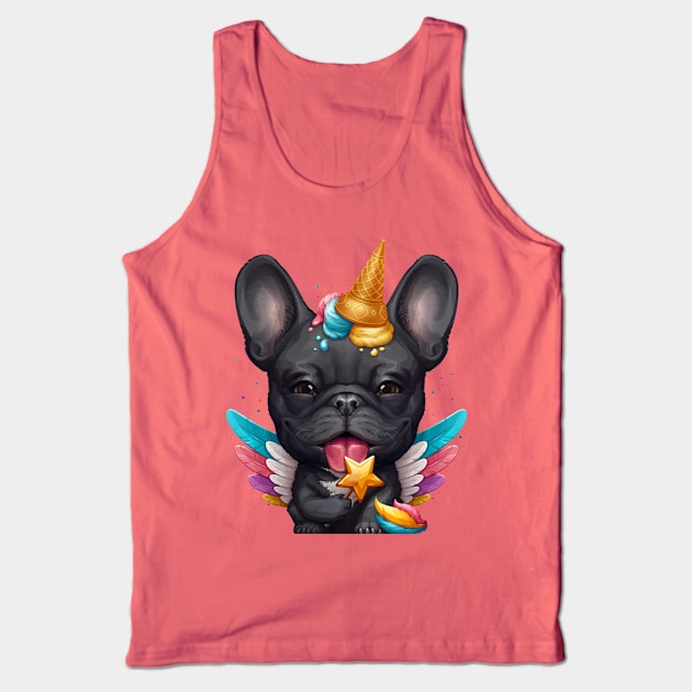 Black French Bulldog Ice Cream Unicorn Tank Top by stonemask